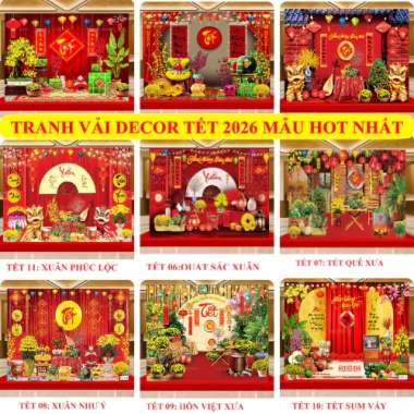 Phụ kiện Tết Bính Ngọ 2.026 – Phông nền chụp ảnh, tranh vải treo decor 169k