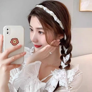 Phụ Kiện Tóc Băng Đô Cài Tóc Bện Đầu Ruy Băng Ngọc Trai Hàn Quốc Nữ 9.000đ