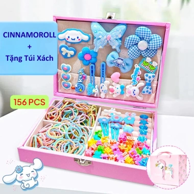 Phụ kiện tóc Kuromi: Hộp cặp tóc bé gái mẫu, kèm túi xách dễ thương, giá 60.000đ