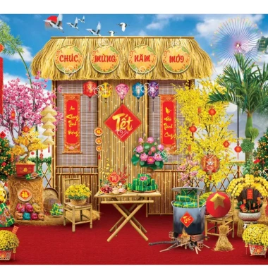 Phụ kiện trang trí Tết 2.026 Bính Ngọ - Phông nền, tranh vải decor cho trường, quán cà phê - Giảm 22%