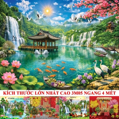 Phụ kiện trang trí Tết Nguyên Đán 2.026 - Phông nền Sum Vầy, An Khang Thịnh Vượng