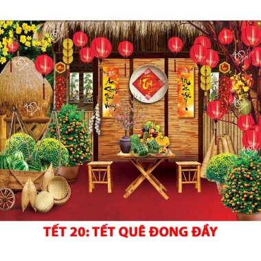 Phụ kiện trang trí Tết Nguyên Đán 2.026 - Phông nền Sum Vầy, An Khang Thịnh Vượng