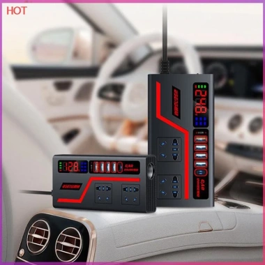 Phụ Kiện Tự Động Sạc USB 200W QC3.0 - Hiển Thị Điện Áp Biến Tần Ô Tô, Ổ Cắm USB HH