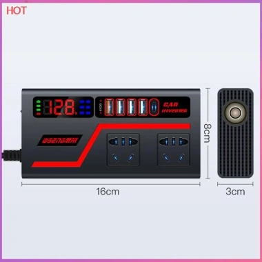 Phụ Kiện Tự Động Sạc USB 200W QC3.0 - Hiển Thị Điện Áp Biến Tần Ô Tô, Ổ Cắm USB HH