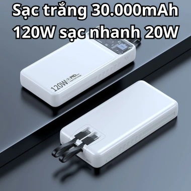 Pin 30.000mAh - Dây Siêu Nhanh, Tự Ngắt An Toàn, Tương Thích Mọi Thiết Bị