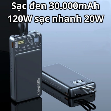 Pin 30.000mAh - Dây Siêu Nhanh, Tự Ngắt An Toàn, Tương Thích Mọi Thiết Bị