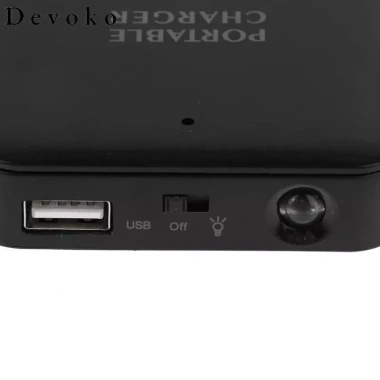 Pin AA Sạc USB 4x Du Lịch Khẩn Cấp và Đèn Pin Đen cho Điện Thoại MP3 MP4