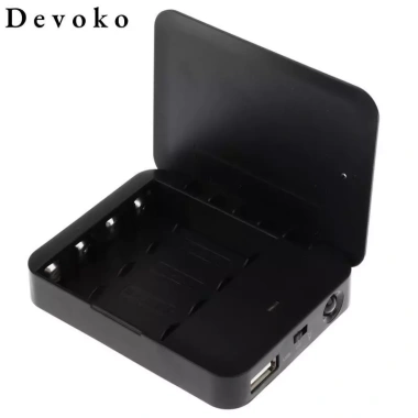 Pin AA Sạc USB 4x Du Lịch Khẩn Cấp và Đèn Pin Đen cho Điện Thoại MP3 MP4