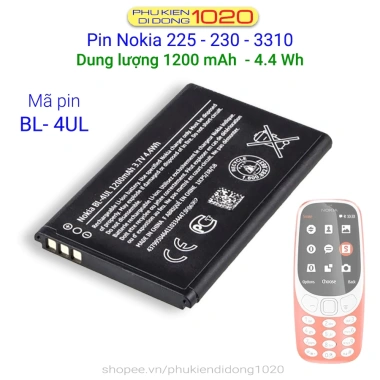 Pin BL-4UL cho Nokia 225/230/3.310 1.200mAh 3.7V 4.4Wh 500 lần sạc - 75.000₫