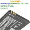 Pin BL-4UL cho Nokia 225/230/3.310 1.200mAh 3.7V 4.4Wh 500 lần sạc - 75.000₫ 3