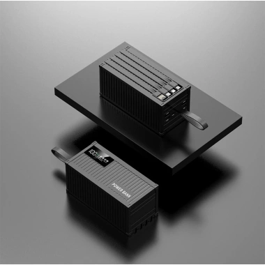 Pin container Techspace dung lượng lớn, sạc dự phòng tích hợp 4 dây sạc sẵn và 4 cổng rời Giá chỉ 499.000 VND