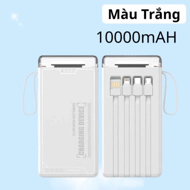 Pin Dự Phòng 10.000mAh kèm 4 Dây Sạc Nhanh Light, Type‑C, USB‑Micro – Sạc Nhiều Dòng, Có Quà Tặng 9