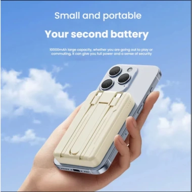 Pin Dự Phòng 10.000mAh Không Dây - Sạc Nam Châm, Chân Đế, 2 Dây, Nhanh An Toàn 6