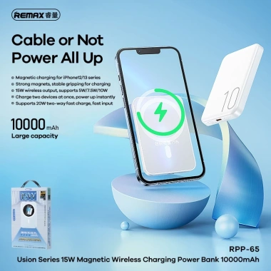 Pin dự phòng 10.000mAh RPP-65 sạc nhanh 20W không dây tích hợp nam châm - Giá 450.000đ
