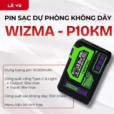 Pin dự phòng 10.000mAh WIZMA P10KM - Sạc nhanh 20W, không dây 15W, LED hiển thị % - 399.000đ 2