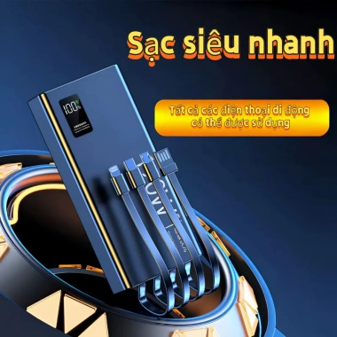 Pin dự phòng 20.000-30.000mAh sạc siêu nhanh, tích hợp 4 dây sạc, màn hình hiển thị, phù hợp mọi dòng điện thoại - 158.000₫