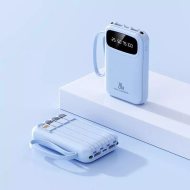 Pin dự phòng 20.000mAh, 4 cáp sạc tháo rời Android Type-C iPhone - Sạc nhanh, chỉ 198k
