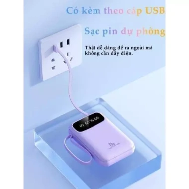 Pin dự phòng 20.000mAh + 4 cáp sạc tháo rời Android Type‑C iPhone - Dung lượng lớn, COD, Giá 198.000₫