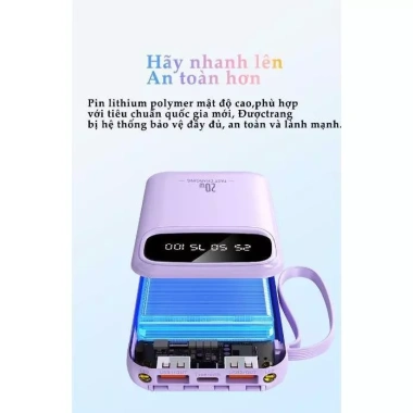 Pin dự phòng 20.000mAh + 4 cáp sạc tháo rời Android Type‑C iPhone - Dung lượng lớn, COD, Giá 198.000₫