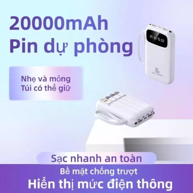 Pin dự phòng 20.000mAh kèm 4 cáp sạc Android Type-C iPhone - Dung lượng lớn, giá chỉ 198.000₫ 6 Pin dự phòng 20.000mAh kèm 4 cáp sạc Android Type-C iPhone - Dung lượng lớn, giá chỉ 198.000₫ 6