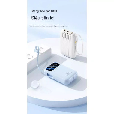 Pin dự phòng 20.000mAh kèm 4 cáp sạc Android Type-C iPhone - Dung lượng lớn, giá chỉ 198.000₫