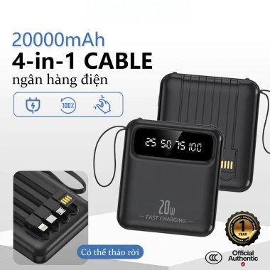 Pin Dự Phòng 20.000mAh Nhẹ Xinh, Kèm 4 Dây, Không Cần Cáp - Giá 116k 2 Pin Dự Phòng 20.000mAh Nhẹ Xinh, Kèm 4 Dây, Không Cần Cáp - Giá 116k 2