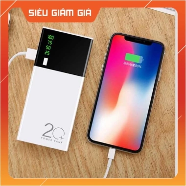 Pin dự phòng 30.000mAh 2 cổng USB Sạc nhanh, màu trắng nhỏ gọn, Fast Charge 75.000đ
