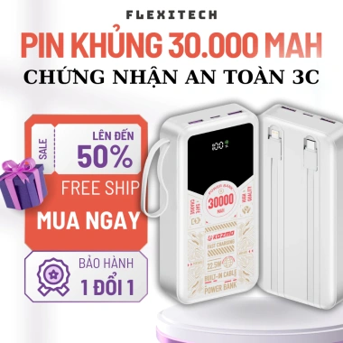 Pin dự phòng 30.000mAh Kozmo KM04 - Sạc nhanh, An toàn, Công suất lớn, 2 màu Đen Trắng, Giá chỉ 585.000 VND 5