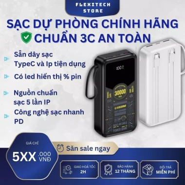 Pin dự phòng 30.000mAh Kozmo KM04 - Sạc nhanh, An toàn, Công suất lớn, 2 màu Đen Trắng, Giá chỉ 585.000 VND 6