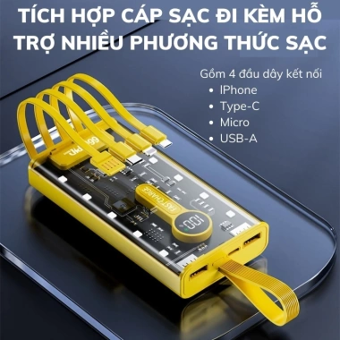 Pin Dự Phòng 50.000mAh - Sạc Nhanh 22.5W PD 20W, Đầu Sạc Đa Dụng, Màn Hình LED