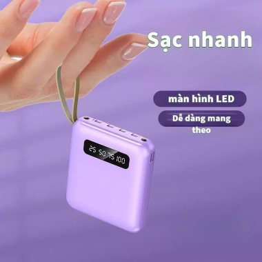 Pin dự phòng di động 20.000mAh dung lượng lớn, kèm 4 đầu cắm đa năng - Giá chỉ 150.000₫
