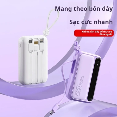 Pin dự phòng DX242 20.000mAh 4 cáp đồng thời sạc, hiển thị màn hình nhẹ cho Android iPhone – 178.000 VND