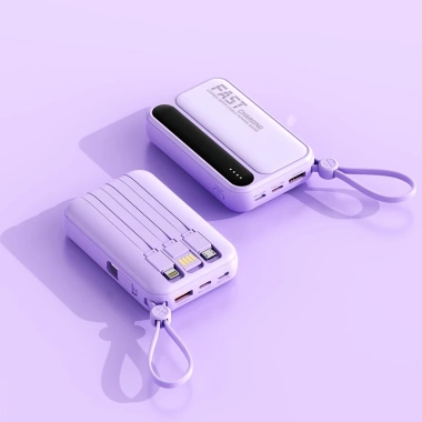 Pin dự phòng DX242 20.000mAh 4 cáp đồng thời sạc, hiển thị màn hình nhẹ cho Android iPhone – 178.000 VND