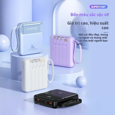 Pin dự phòng DX70 20.000mAh 4 sắc thái, hiển thị % sạc, sạc đồng thời 5 thiết bị Android iPhone, mini gọn - 138.000đ 2
