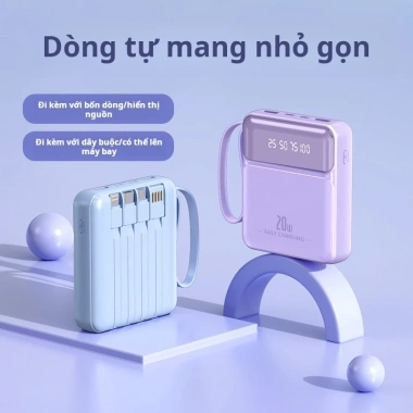 Pin dự phòng DX70 20.000mAh 4 sắc thái, hiển thị % sạc, sạc đồng thời 5 thiết bị Android iPhone, mini gọn - 138.000đ 3