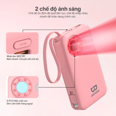 Pin dự phòng GOOJODOQ 10.000mAh có dây - Phát hiện camera, di động, sạc Type-C 3
