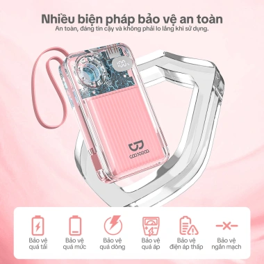 Pin dự phòng GOOJODOQ 10.000mAh có dây - Phát hiện camera, di động, sạc Type-C 8
