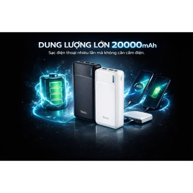 Pin Dự Phòng Hoco SU02 20.000mAh 2 USB Output, Micro Type-C Input, Sạc Nhiều Thiết Bị, Bền Bỉ Giá 129k 6