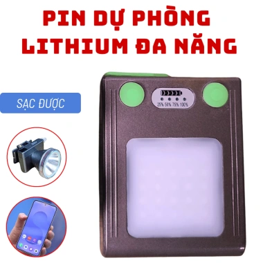 Pin Dự Phòng Lithium Đa Năng - Sạc Đèn Đội Đầu & Điện Thoại, Đèn LED Chiếu Sáng, 260k