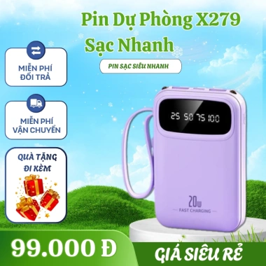 Pin dự phòng sạc nhanh cầm tay X279 - Bộ sạc di động mạnh mẽ, giá ưu đãi 99.000₫