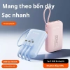 Pin DX469 20.000mAh đa màu sắc hiển thị điện lượng, tương thích Android iPhone, chỉ 118.000₫ 2