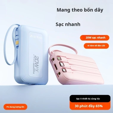 Pin DX469 20.000mAh đa màu sắc hiển thị điện lượng, tương thích Android iPhone, chỉ 118.000₫