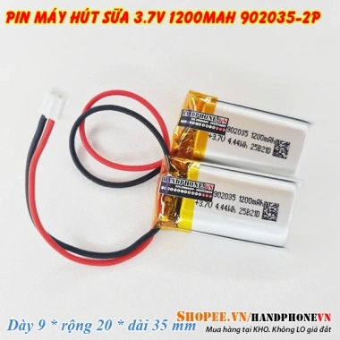 Pin Li-Po 3.7V 902.035-2P 1.200mAh Dày 9mm cho Máy Hút Sữa & Loa Bluetooth - Giá chỉ 95.000₫