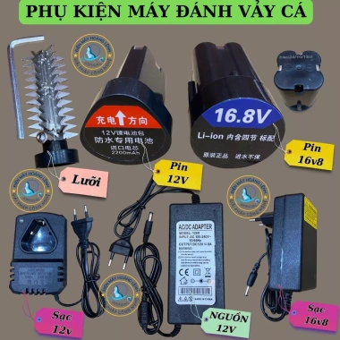 Pin & Lưỡi Dự Phòng Máy Đánh Vảy Cá – Phụ Kiện, Sạc Nguồn Hoàng Lệnh, Giá 105.000 2