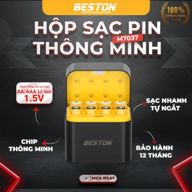 Pin sạc 1.5V 3.600mW - Sạc M7.037 8 viên 2A/3A, Type-C, LED báo - 189.000đ