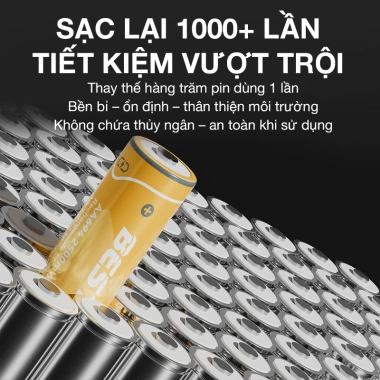 Pin sạc 1.5V 3.600mW - Sạc M7.037 8 viên 2A/3A, Type-C, LED báo - 189.000đ 8