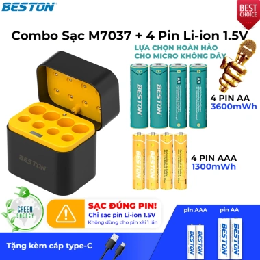 Pin sạc 1.5V 3.600mW - Sạc M7.037 8 viên 2A/3A, Type-C, LED báo - 189.000đ 10