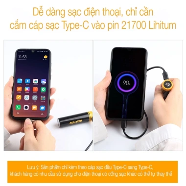 Pin Sạc 21.770 5.000mAh cho Đèn Pin LED Beston, Sạc 2 Chiều USB‑C Tiện Lợi - Giá 195.000₫ 7