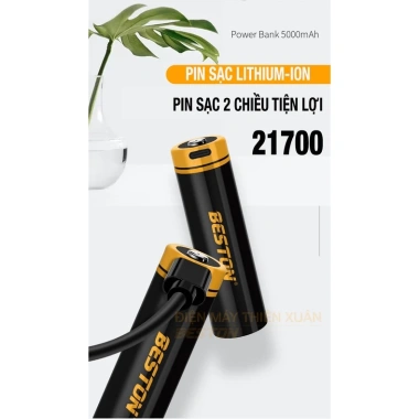 Pin Sac 21.770 5.000mAh cho Đèn pin LED công suất cao Beston xả lớn dự phòng xe điện - Xám 139k giảm giá 5