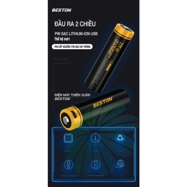 Pin Sac 21.770 5.000mAh cho Đèn pin LED công suất cao Beston xả lớn dự phòng xe điện - Xám 139k giảm giá 9